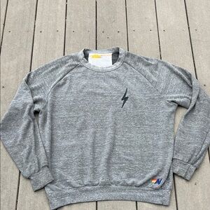 Aviator Nation Gray Crewneck Sweatshirt with Lightning Bolt size XL
